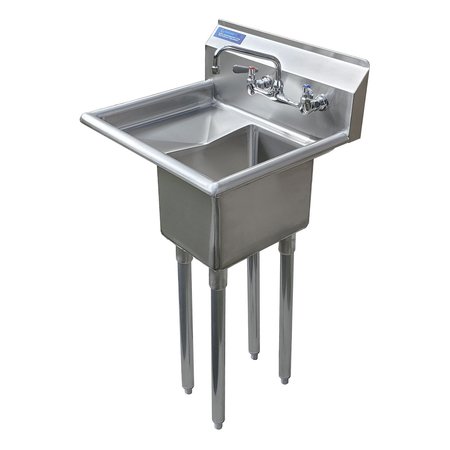 AMGOOD Stainless Steel Utility Sink with 10in Left Drainboard NSF SINK 101410-10L - FAUCET